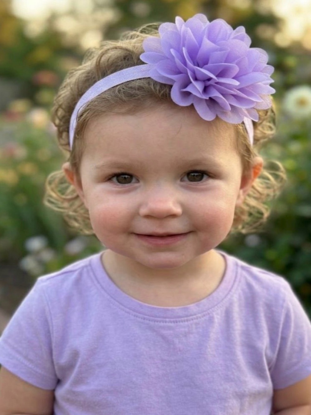 Lavender Floral Elastic Headband for Girls